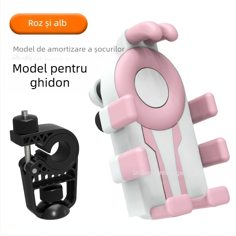 Suport de telefon pentru ciclism cu design cu opt gheare și construcție antișoc (dispozitive de 4,7–7 inci; material plastic; compatibil universal; compatibil cu bicicleta, motocicleta și vehiculele electrice)