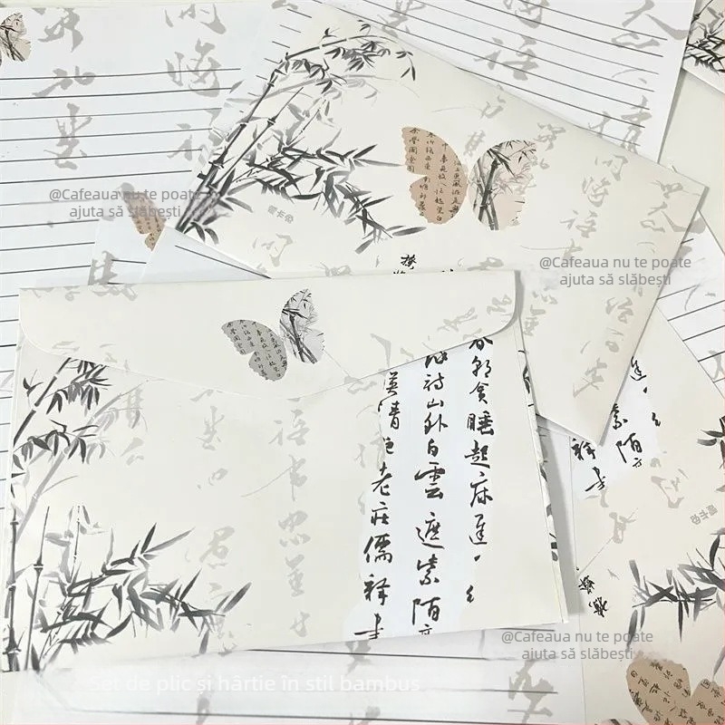 Set de plicuri și hârtie pentru scris, hârtie offset dublă, stil plic chinezesc, fără logo, fără personalizare