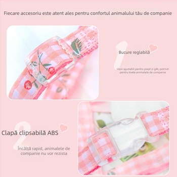 Ham pentru pisici cu design în formă de I, anti-evadare, curea din poliester pentru pisici și câini