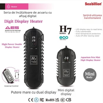 Bara încălzitoare mini pentru acvariu, cu afișaj LED și control digital al temperaturii, 25W