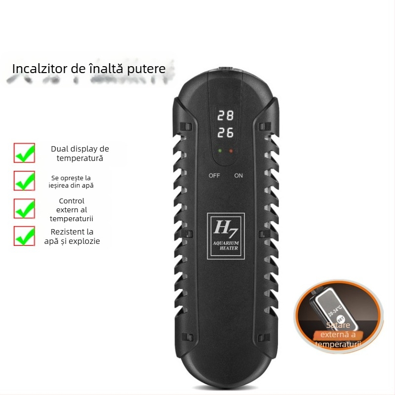 Bara încălzitoare mini pentru acvariu, cu afișaj LED și control digital al temperaturii, 25W