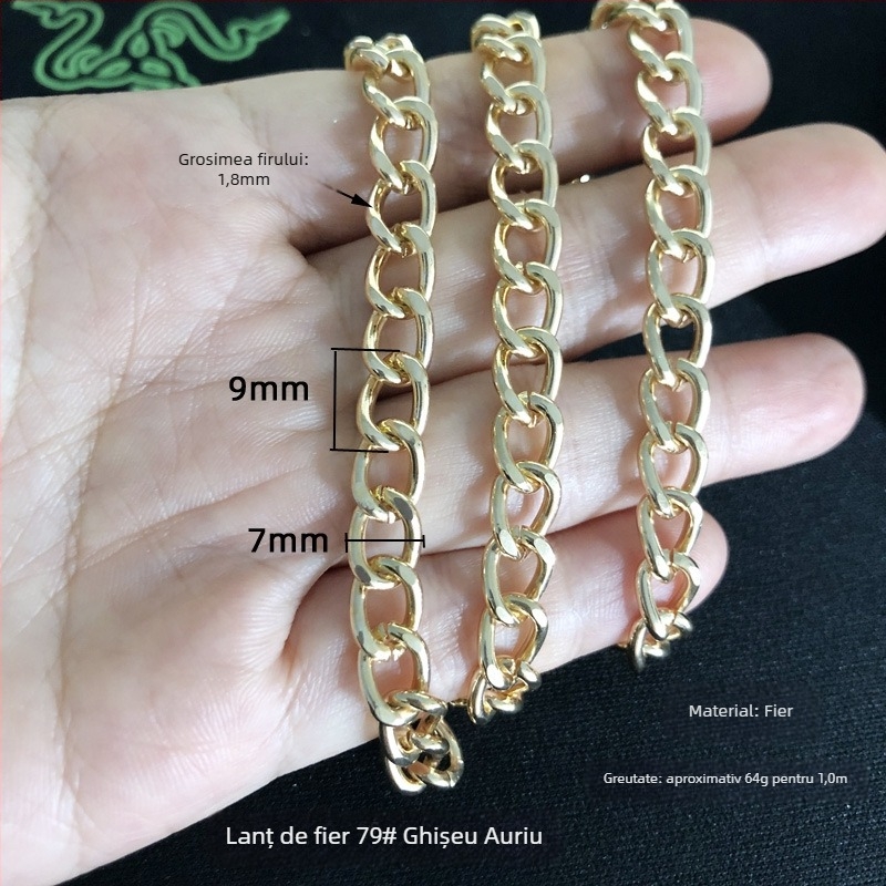 Lanț pentru accesorii vestimentare, fier, placare electroplată