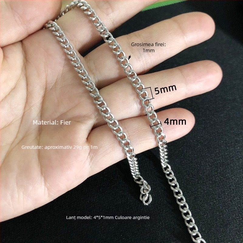 Lanț pentru accesorii vestimentare, fier, placare electroplată
