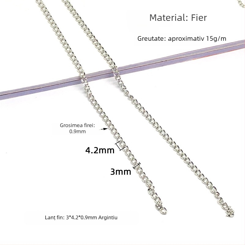 Lanț pentru accesorii vestimentare, fier, placare electroplată