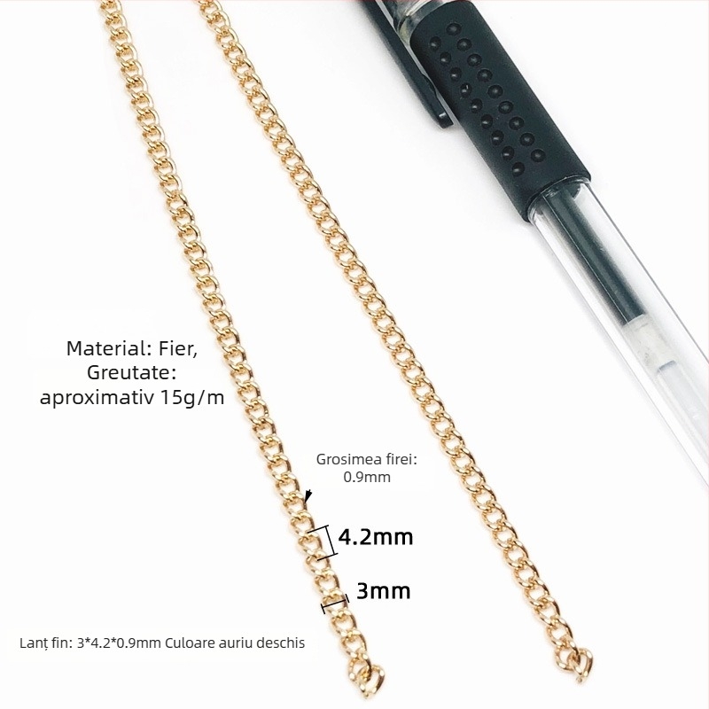 Lanț pentru accesorii vestimentare, fier, placare electroplată