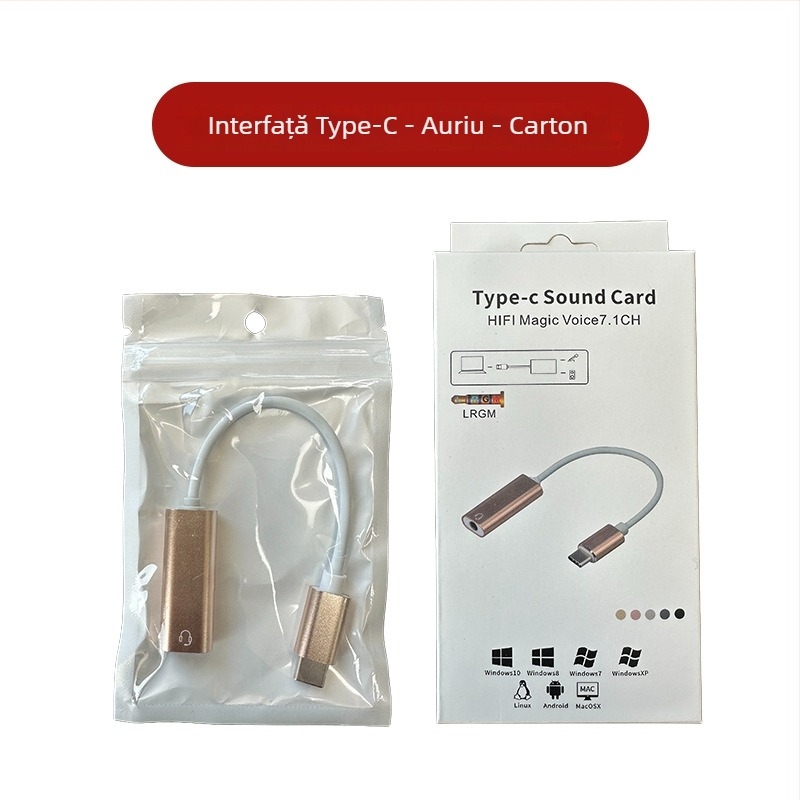 Adaptor Type-C USB către 3,5 mm audio digital, carcasă din aliaj de aluminiu, pentru telefoane și calculatoare (Model HFR023)