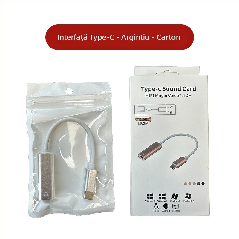 Adaptor Type-C USB către 3,5 mm audio digital, carcasă din aliaj de aluminiu, pentru telefoane și calculatoare (Model HFR023)