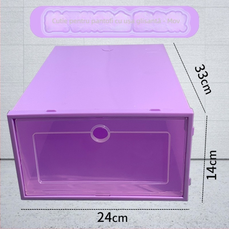 Cutie transparentă din plastic pentru pantofi cu sertar – pliabilă, acoperită, anti-praf, capacitate 18 L, plastic PP