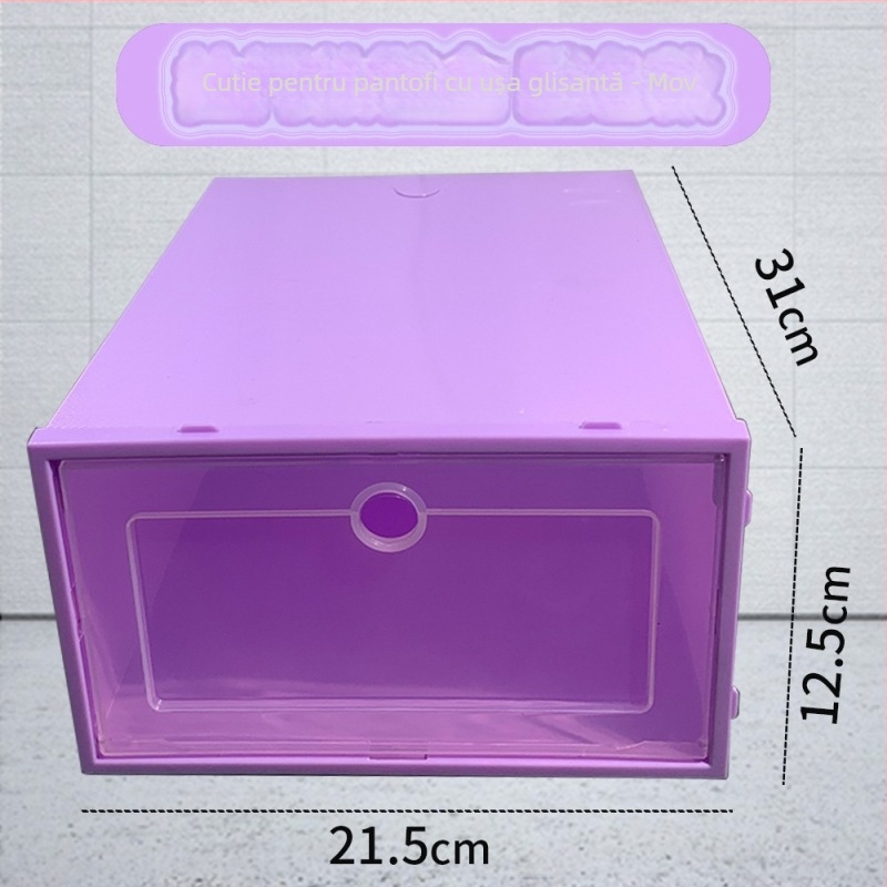 Cutie transparentă din plastic pentru pantofi cu sertar – pliabilă, acoperită, anti-praf, capacitate 18 L, plastic PP