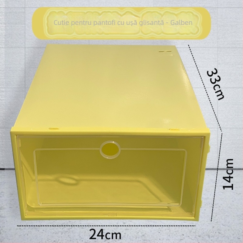 Cutie transparentă din plastic pentru pantofi cu sertar – pliabilă, acoperită, anti-praf, capacitate 18 L, plastic PP