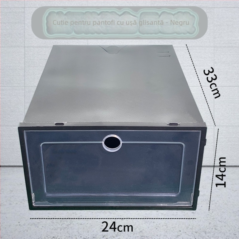 Cutie transparentă din plastic pentru pantofi cu sertar – pliabilă, acoperită, anti-praf, capacitate 18 L, plastic PP
