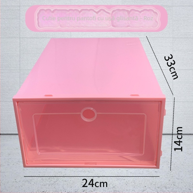 Cutie transparentă din plastic pentru pantofi cu sertar – pliabilă, acoperită, anti-praf, capacitate 18 L, plastic PP