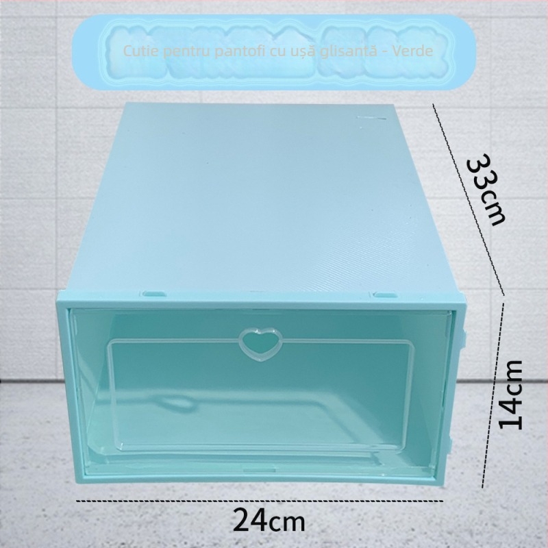 Cutie transparentă din plastic pentru pantofi cu sertar – pliabilă, acoperită, anti-praf, capacitate 18 L, plastic PP
