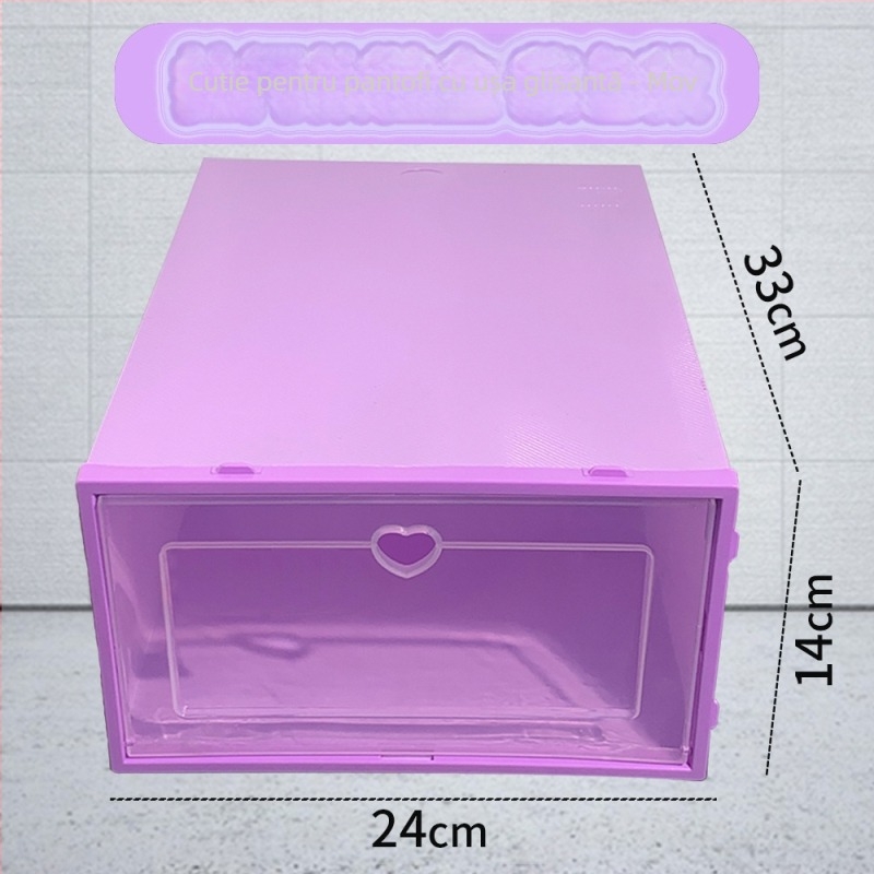 Cutie transparentă din plastic pentru pantofi cu sertar – pliabilă, acoperită, anti-praf, capacitate 18 L, plastic PP