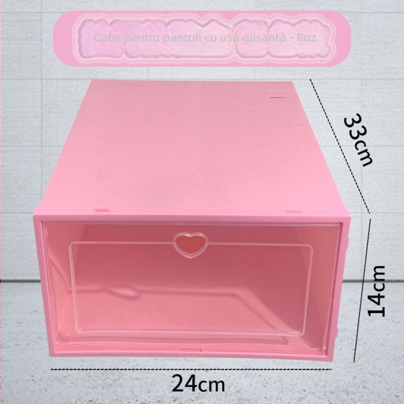 Cutie transparentă din plastic pentru pantofi cu sertar – pliabilă, acoperită, anti-praf, capacitate 18 L, plastic PP