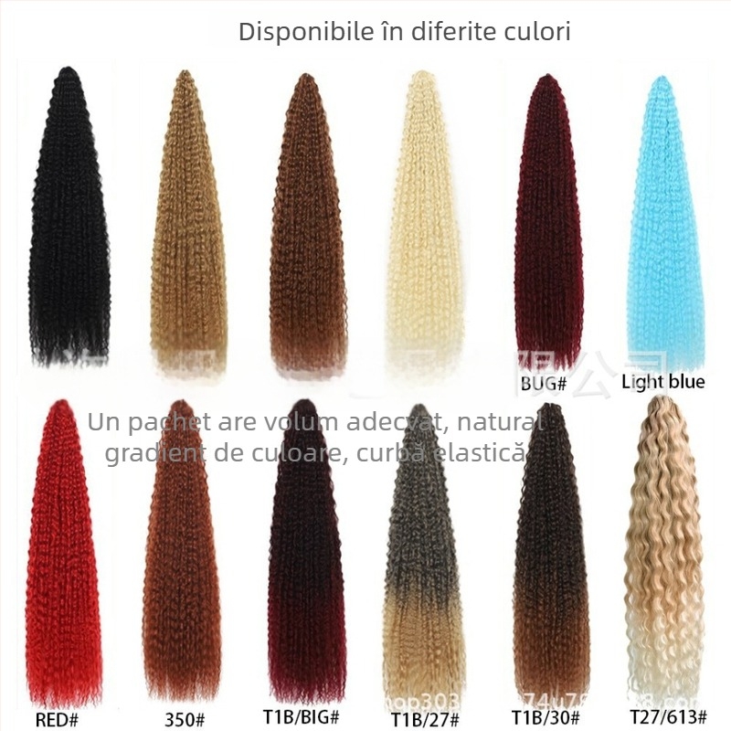 Perucă cu păr croșetat brazilian braids, bucle lungi, fibre rezistente la temperaturi înalte, mecanism de fabricație