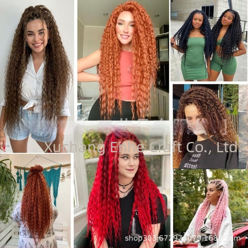 Perucă cu păr croșetat brazilian braids, bucle lungi, fibre rezistente la temperaturi înalte, mecanism de fabricație