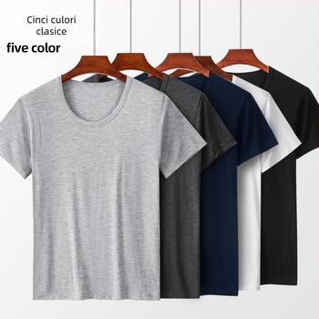 Tricou bărbătesc din modal, guler rotund, mâneci scurte — stil minimalist, 161-180 g/m², pentru întreaga sezon