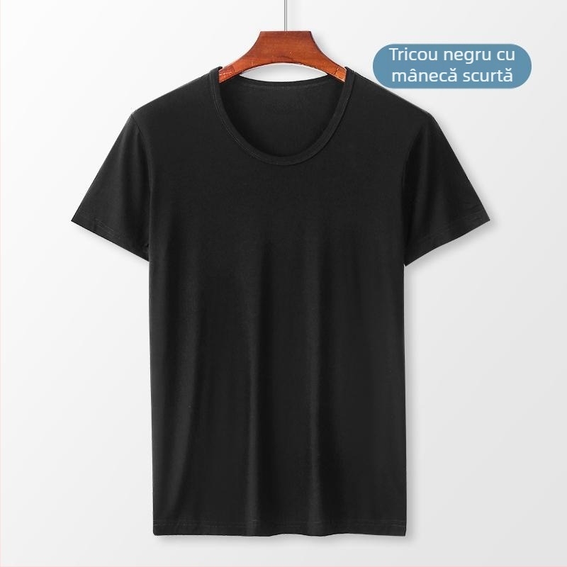 Tricou bărbătesc din modal, guler rotund, mâneci scurte — stil minimalist, 161-180 g/m², pentru întreaga sezon