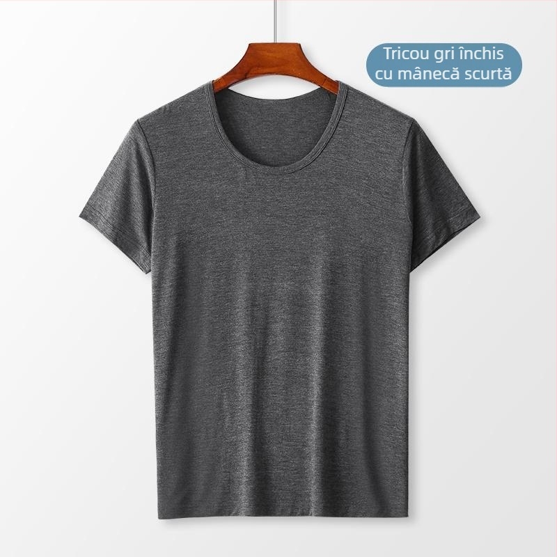 Tricou bărbătesc din modal, guler rotund, mâneci scurte — stil minimalist, 161-180 g/m², pentru întreaga sezon