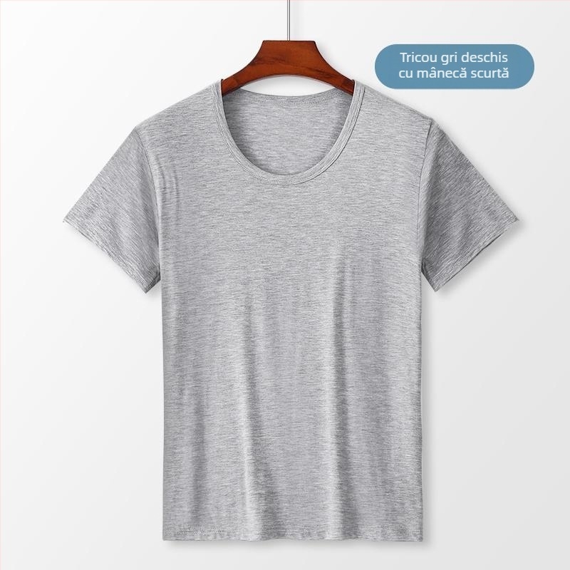 Tricou bărbătesc din modal, guler rotund, mâneci scurte — stil minimalist, 161-180 g/m², pentru întreaga sezon