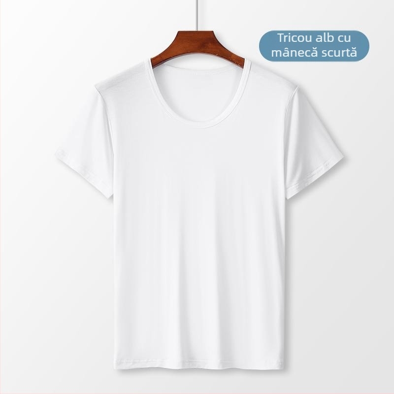Tricou bărbătesc din modal, guler rotund, mâneci scurte — stil minimalist, 161-180 g/m², pentru întreaga sezon