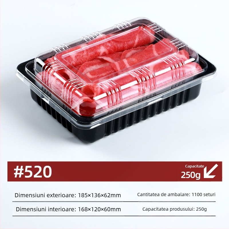 Cutie de ambalare carne congelată cu capac – PET, grosime pereți 0,1 mm, model Meat Box, brand Box Horse
