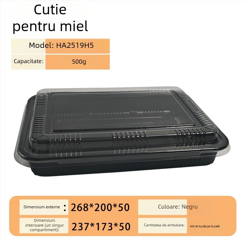 Cutie de ambalare carne congelată cu capac – PET, grosime pereți 0,1 mm, model Meat Box, brand Box Horse