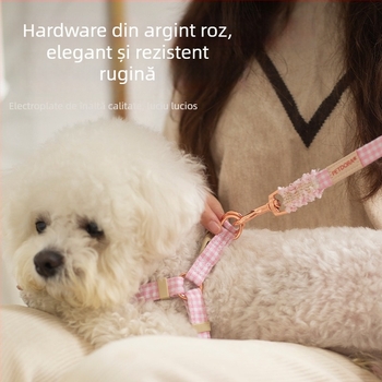 PETDORA Set Lesă și ham pentru animale, model dantelă pătrată, material textil, lungime fixă
