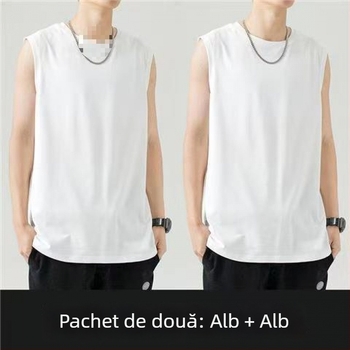 Vesta fără mâneci din bumbac, croială lejeră, imprimare cu logo, 96% bumbac