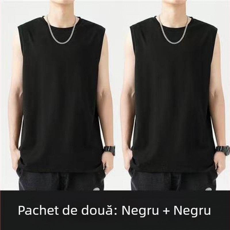 Vesta fără mâneci din bumbac, croială lejeră, imprimare cu logo, 96% bumbac