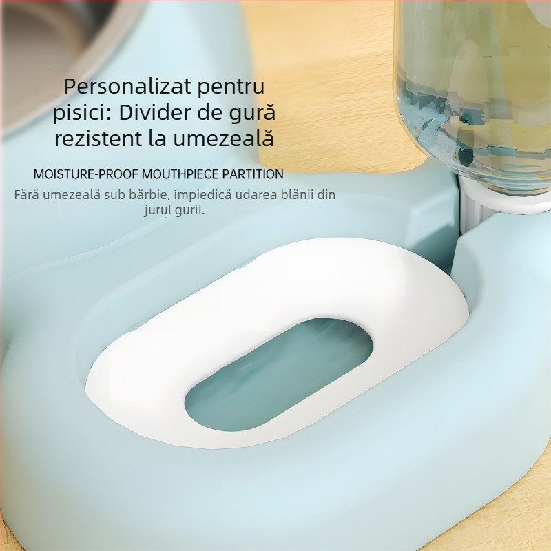 Vas dublu pentru animale de companie cu alimentator de apă automat pentru pisici și câini, corp separat, greutate 1 kg, nedetașabil, fără suport pentru aplicații