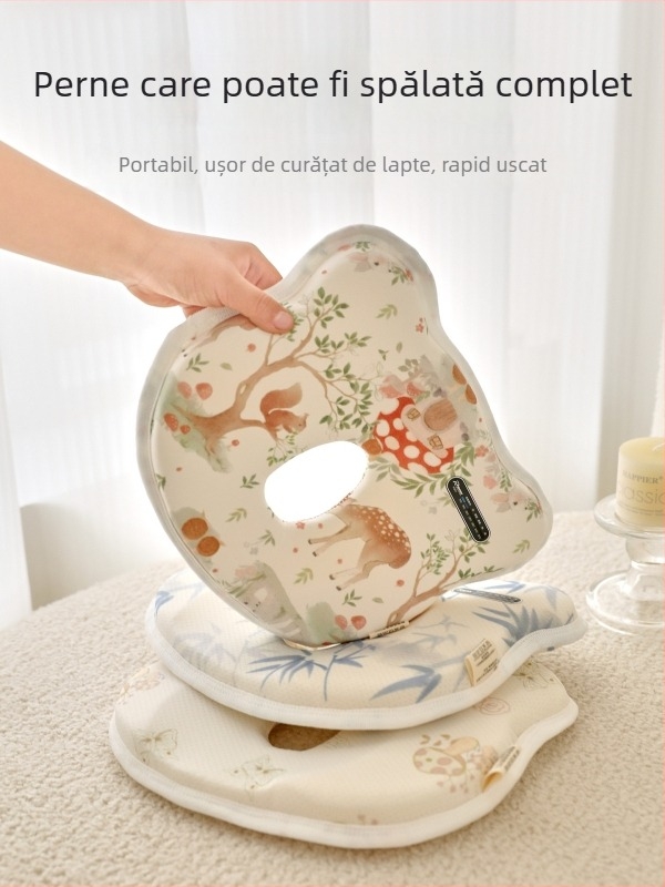 Buffie Bear Pernă pentru bebeluți 0–6 luni, absorbantă la transpirație și respirabilă, anti-plagiocefalie, pernă modelatoare din silicon