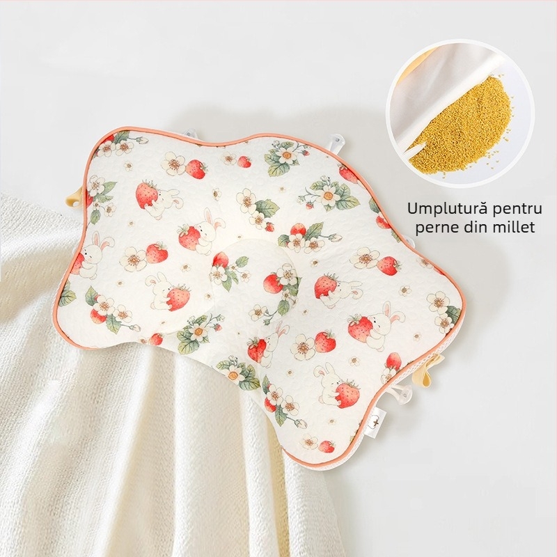 Perneță pentru bebeluși, în formă de stea de mare, nucleu din memory cotton, husă din fibre chimice, personalizare disponibilă; înălimea nucleului sub 5 cm; greutate sub 0,5 kg; potrivit pentru bebeluși.