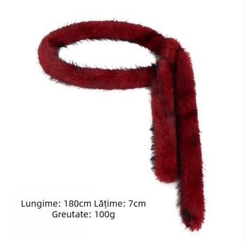 Curea de talie plușată cu lanț lung — Material: păr sintetic; Blană de vulpe sintetică; Brand: Junpeng; Curea cu un singur inel; Potrivit pentru toate sezoanele