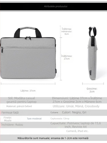 Geantă pentru laptop din poliester — respirabilă, impermeabilă, rezistentă la uzură și rezistentă la cutremure; model solid