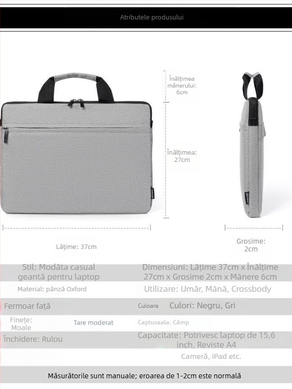 Geantă pentru laptop din poliester — respirabilă, impermeabilă, rezistentă la uzură și rezistentă la cutremure; model solid