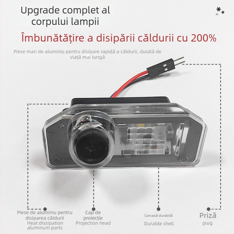 Lampa de proiecție ZhiXin pentru Tesla Model 3/Y, 12V, LED 5050, 3W, 6500K, durată de viață 80 000 h