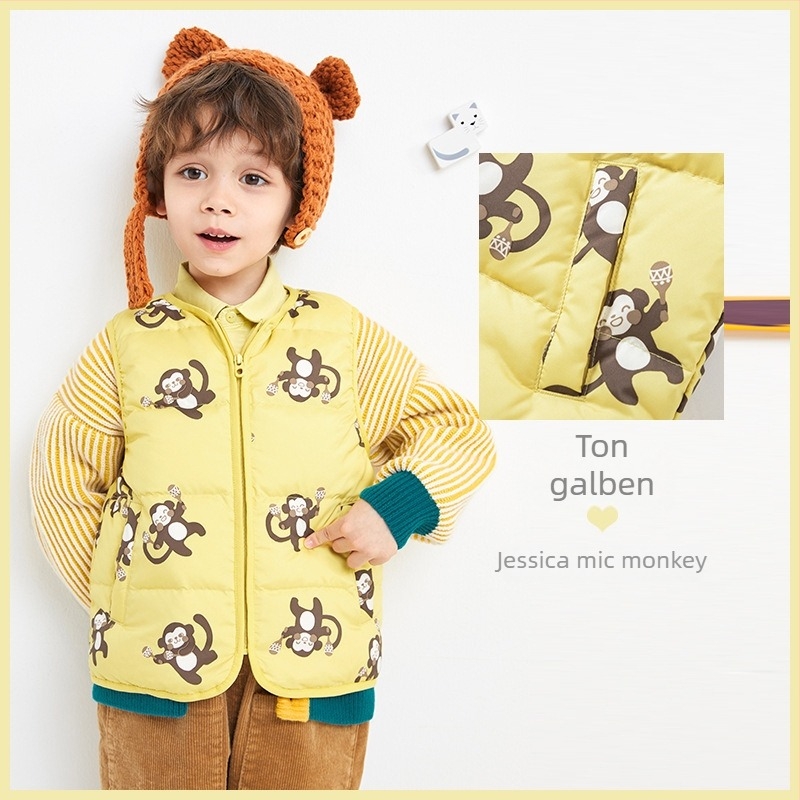 Vesta pentru copii din puf, fără mâneci, pentru băieți și fete, toamnă 2023, umplutură din puf de rață alb, exterior poliester, căptușeală nylon