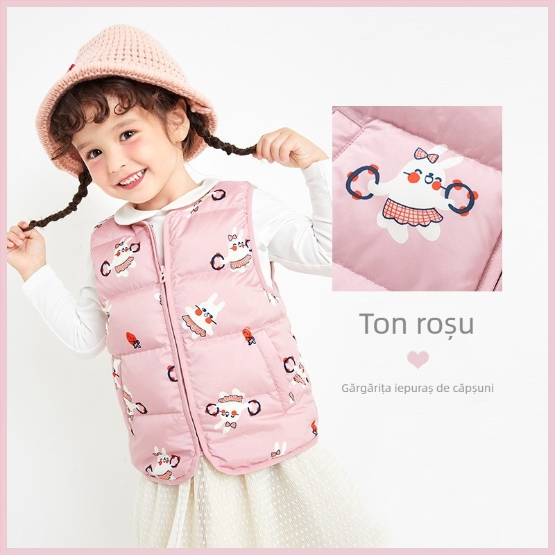 Vesta pentru copii din puf, fără mâneci, pentru băieți și fete, toamnă 2023, umplutură din puf de rață alb, exterior poliester, căptușeală nylon