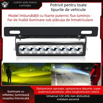 Lumină pentru plăcuța de înmatriculare, 8 LED, carcasă din aluminiu, 8–85V, rază lungă pentru vehicule off-road