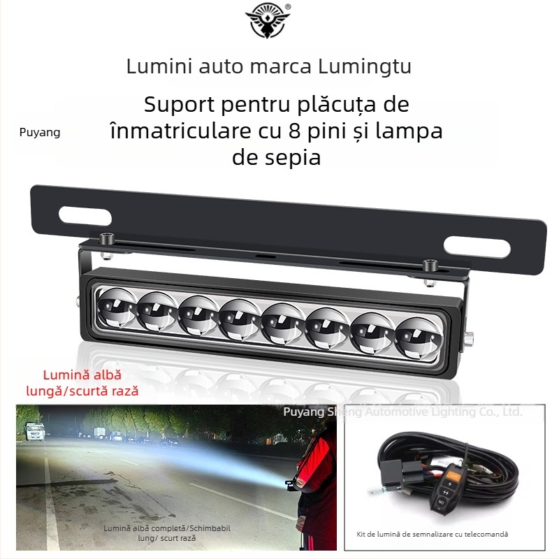 Lumină pentru plăcuța de înmatriculare, 8 LED, carcasă din aluminiu, 8–85V, rază lungă pentru vehicule off-road