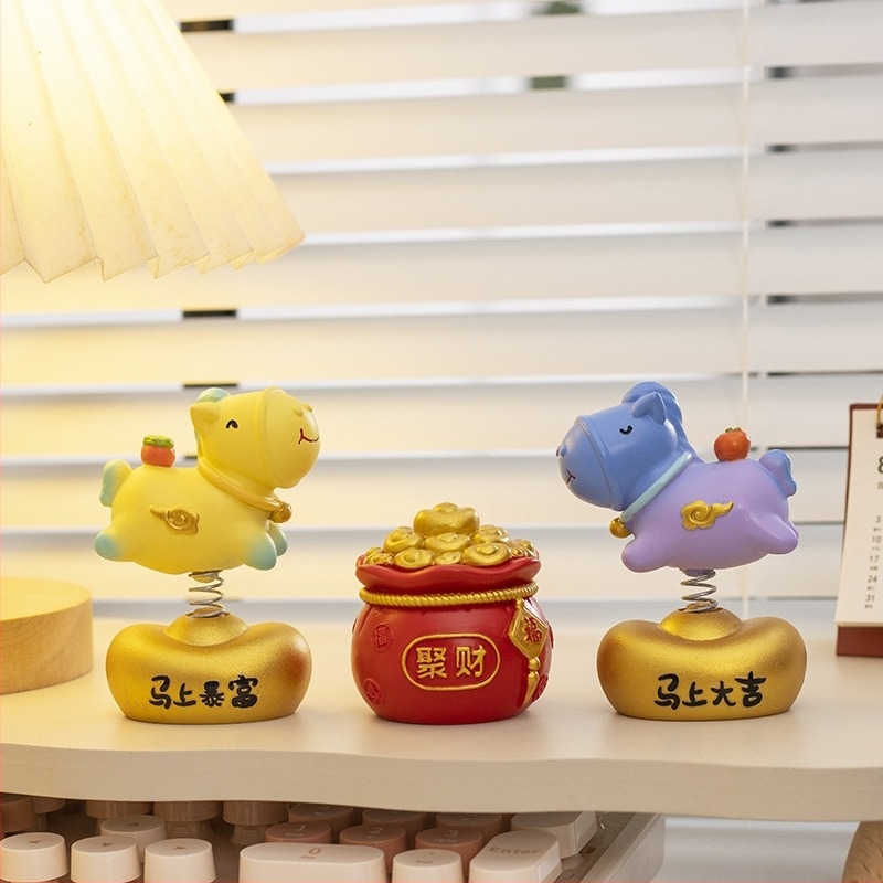 Figuură din rășină în stil caricatură: cal zodiac pentru birou, ornament decorativ pentru casă și birou, cadou