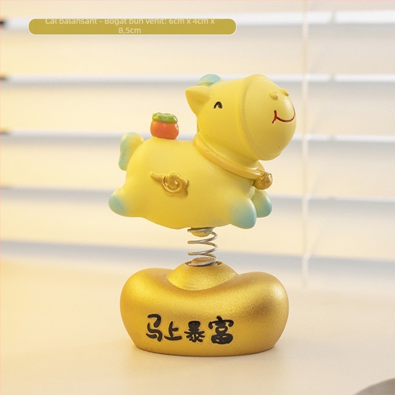 Figuură din rășină în stil caricatură: cal zodiac pentru birou, ornament decorativ pentru casă și birou, cadou