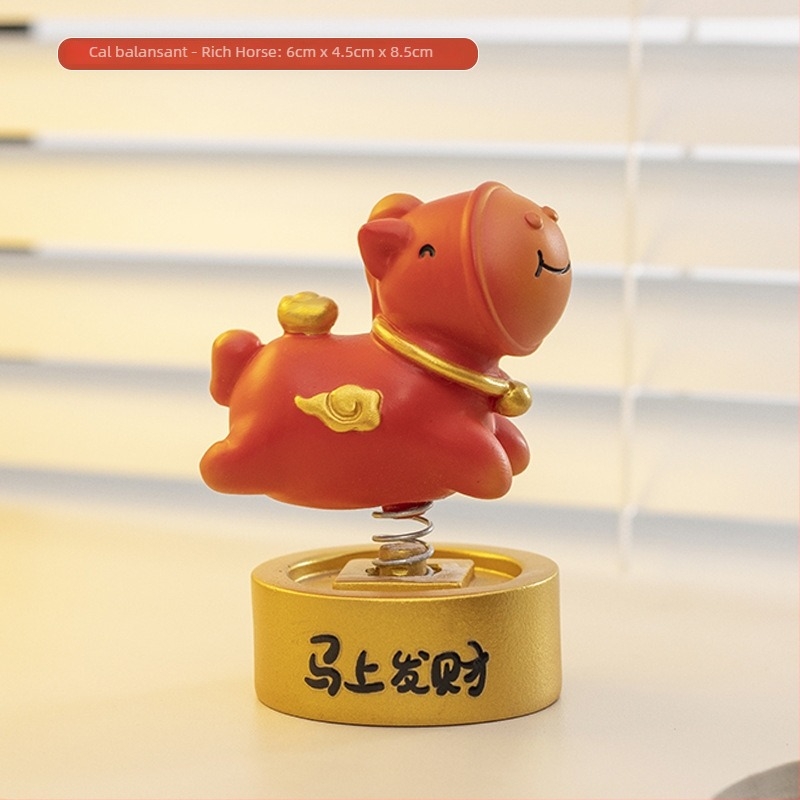 Figuură din rășină în stil caricatură: cal zodiac pentru birou, ornament decorativ pentru casă și birou, cadou