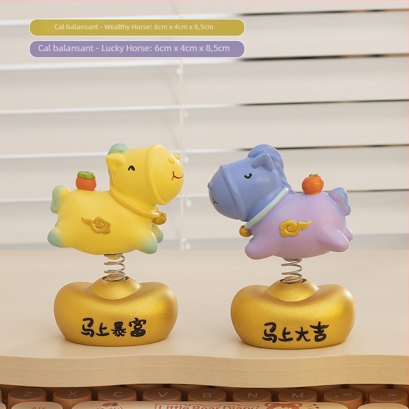 Figuură din rășină în stil caricatură: cal zodiac pentru birou, ornament decorativ pentru casă și birou, cadou