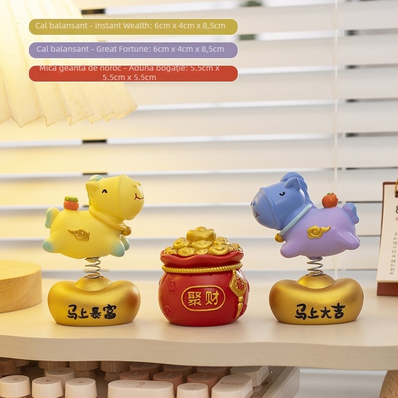 Figuură din rășină în stil caricatură: cal zodiac pentru birou, ornament decorativ pentru casă și birou, cadou