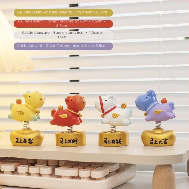 Figuură din rășină în stil caricatură: cal zodiac pentru birou, ornament decorativ pentru casă și birou, cadou