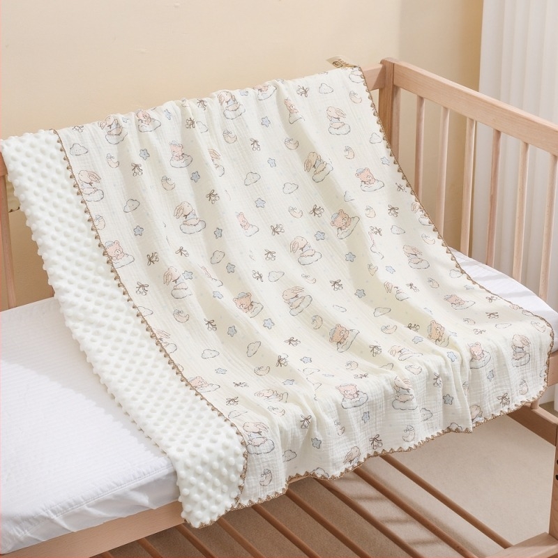 Pătură pentru bebeluși din bumbac 100% cu model desen animat, liniștitoare pentru toate sezoanele