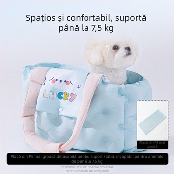 Geantă Sour Bear pentru animale de companie, pentru pisici și câini mici, cu umplutură moale din bumbac 3D, model desen animat, capacitate de până la 7,5 kg